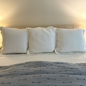 Set of Three Euro Shams Yves Delorme Quilted with Linen Trim